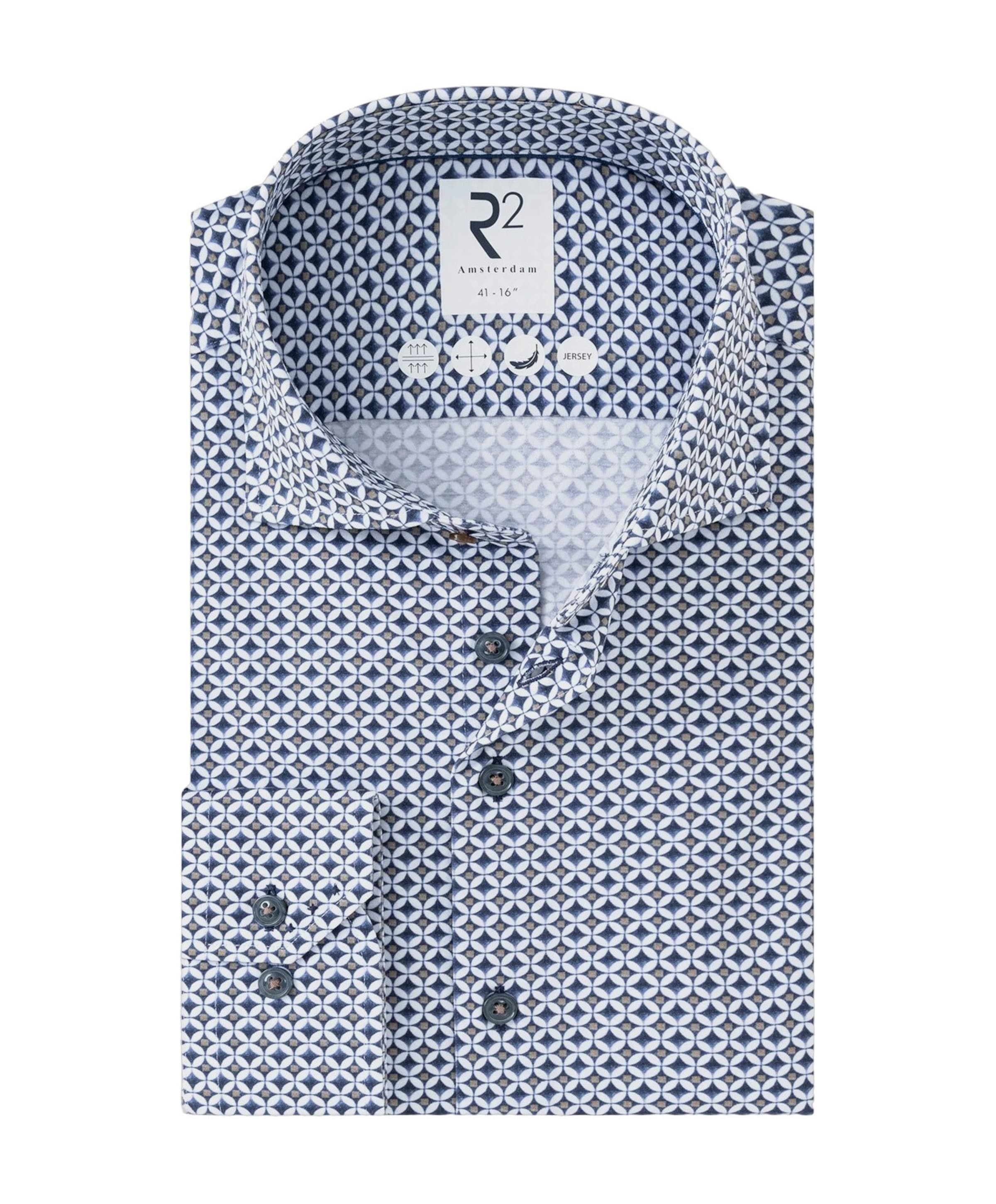 Heren overhemd lange mouw blauw
