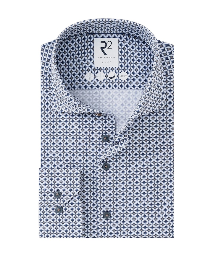 Heren overhemd lange mouw blauw