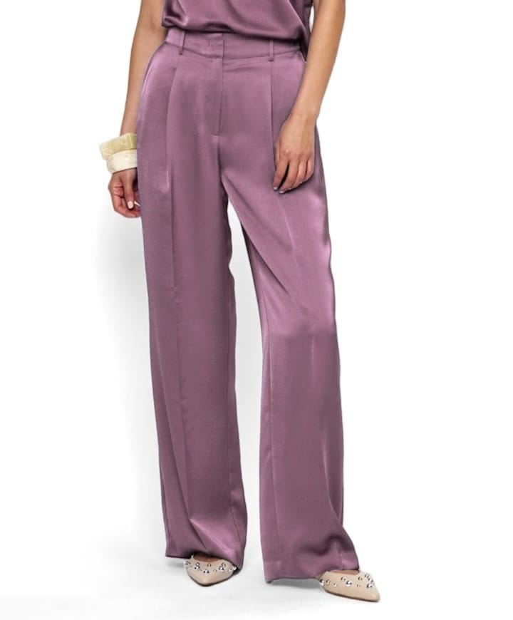 Jules satin smart pants dames broek paars