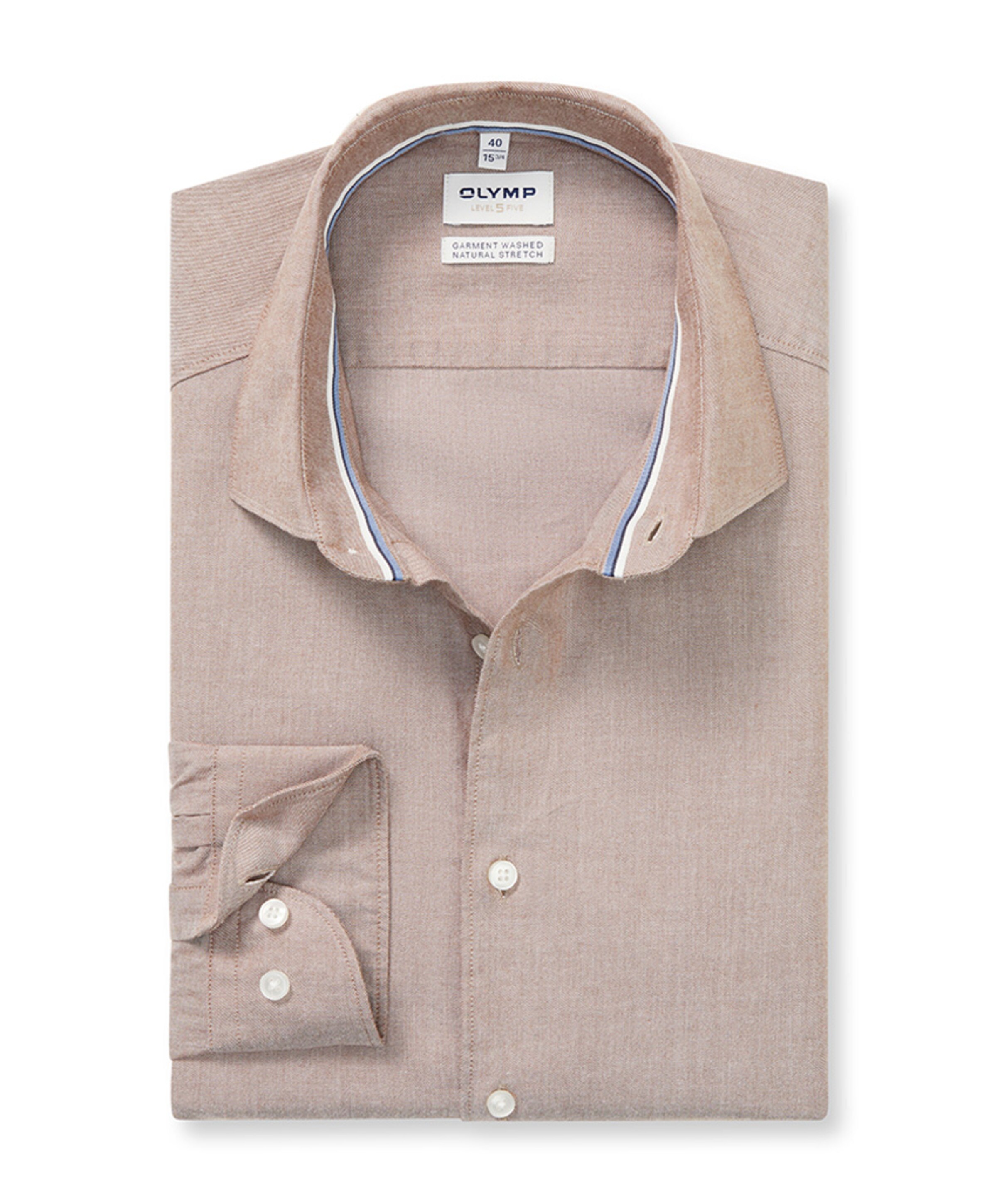 Heren overhemd lange mouw bruin