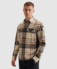 Heren overhemd lange mouw bruin