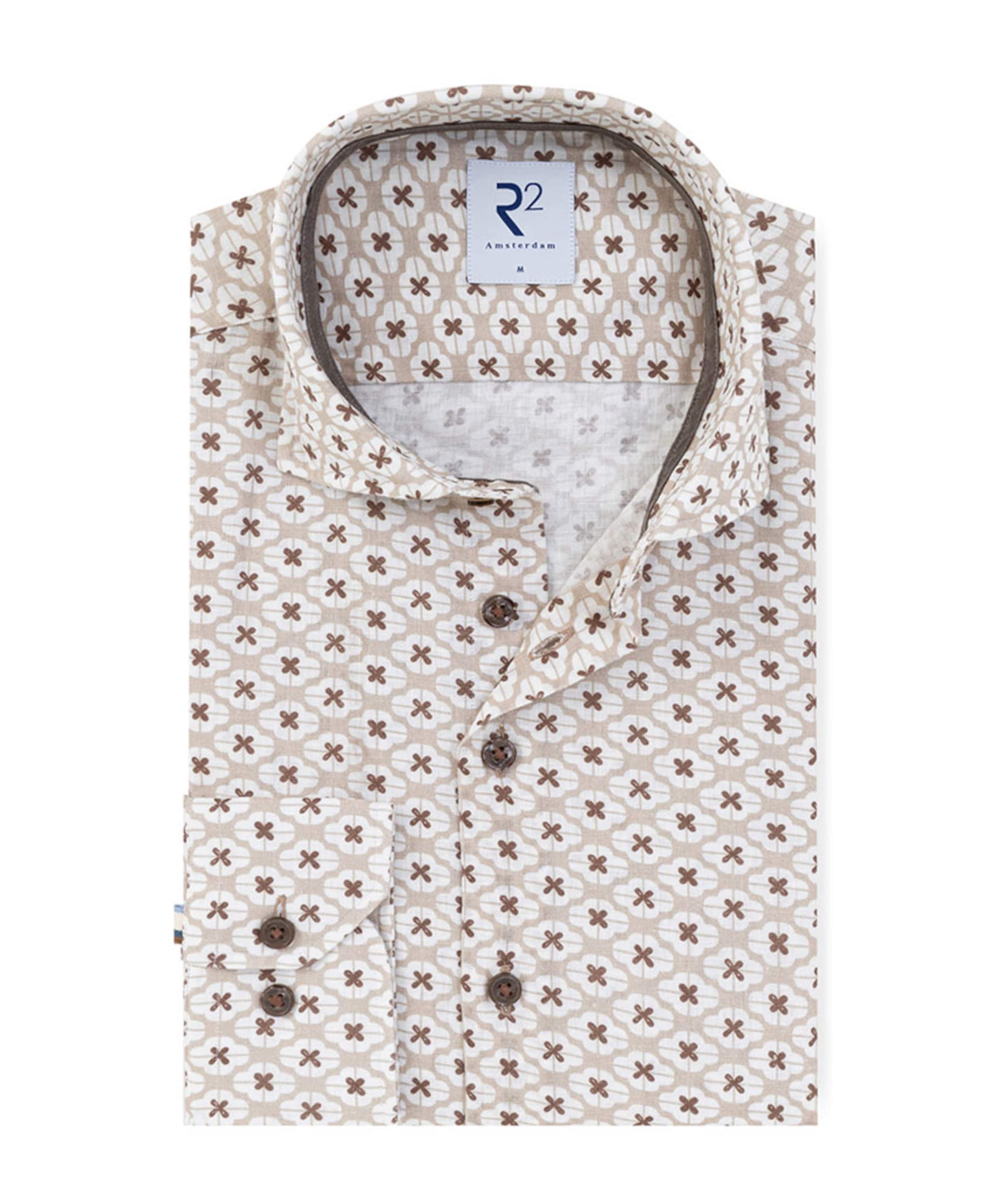 Heren overhemd lange mouw beige