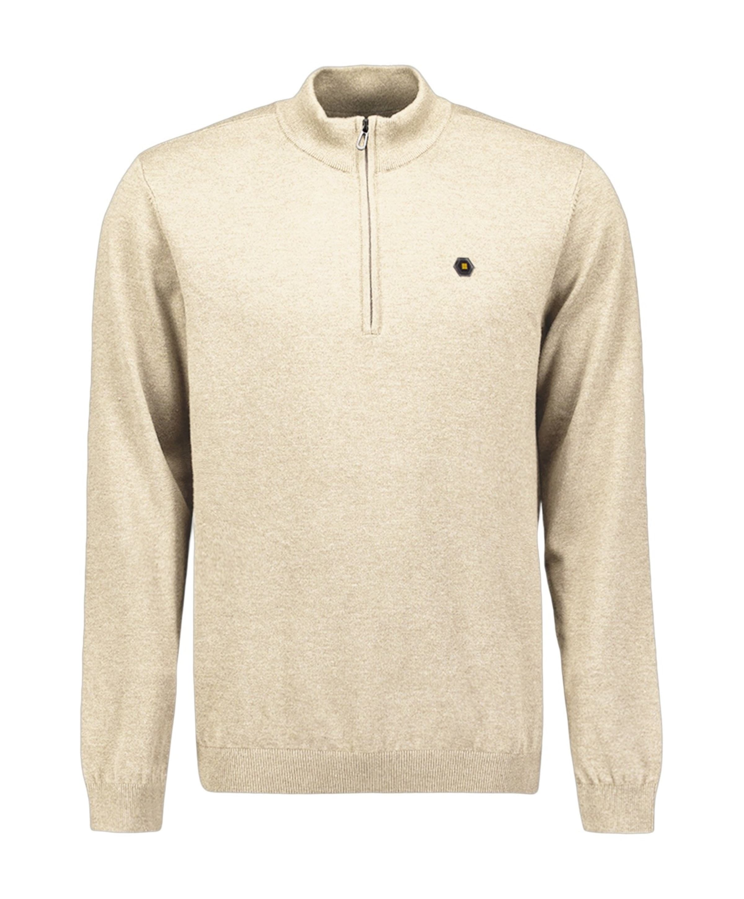 Heren trui met rits beige