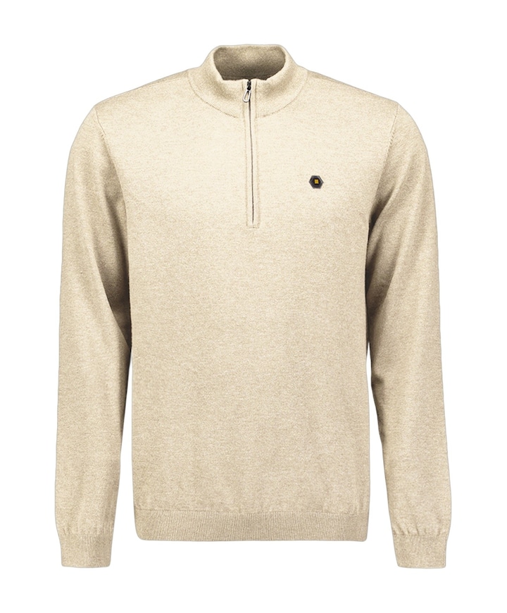 Heren trui met rits beige