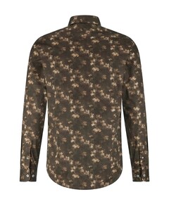 Heren overhemd lange mouw bruin