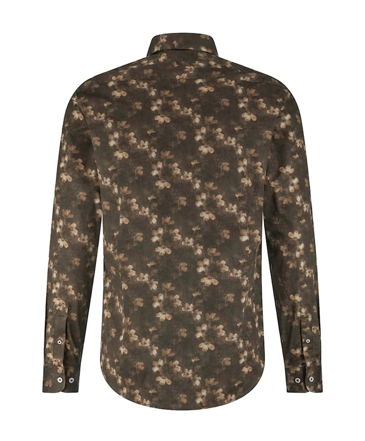 Heren overhemd lange mouw bruin