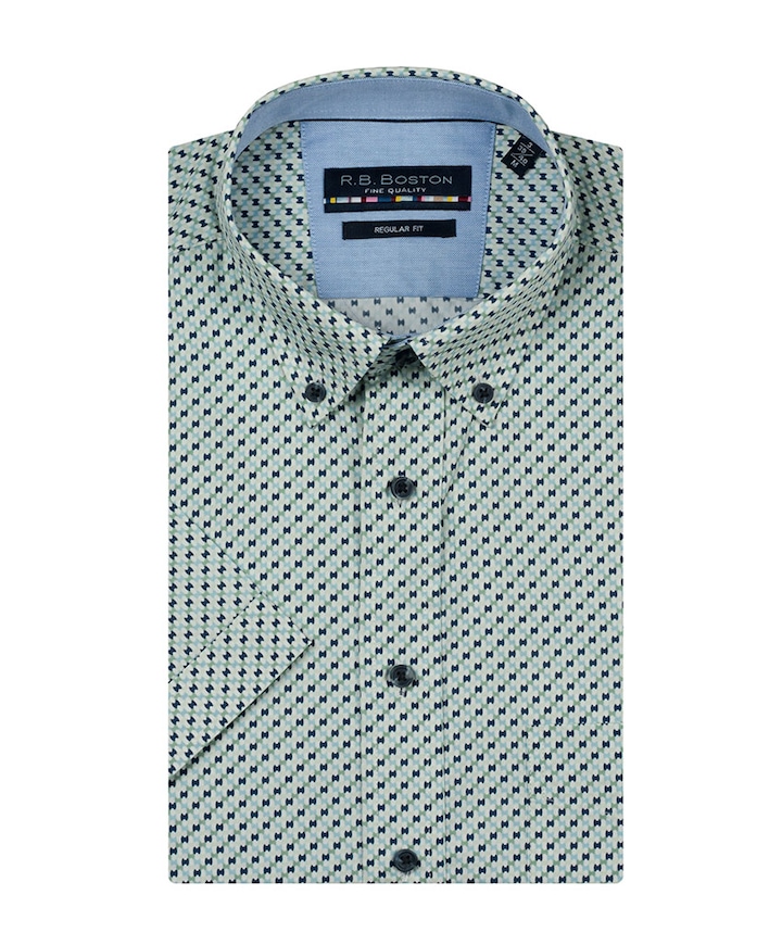 Heren overhemd korte mouw groen