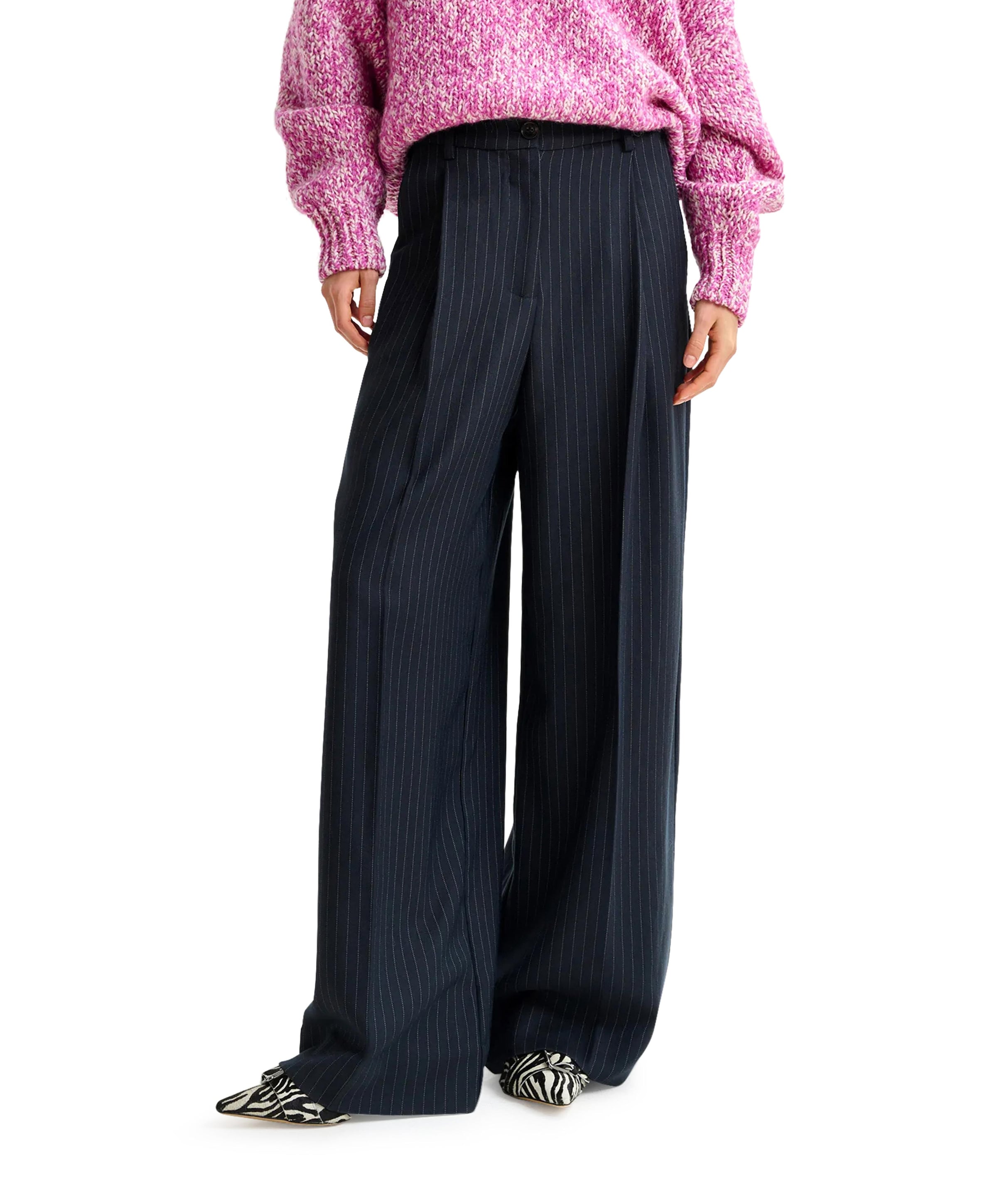 Invest wide leg pantalon blauw