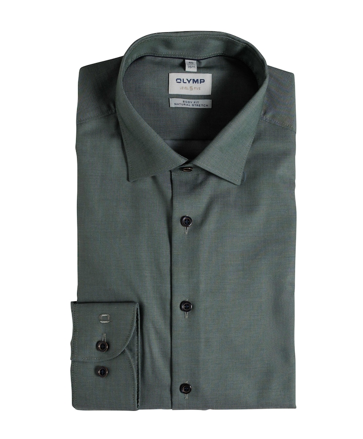 Heren overhemd lange mouw groen