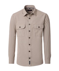 Heren overhemd lange mouw beige