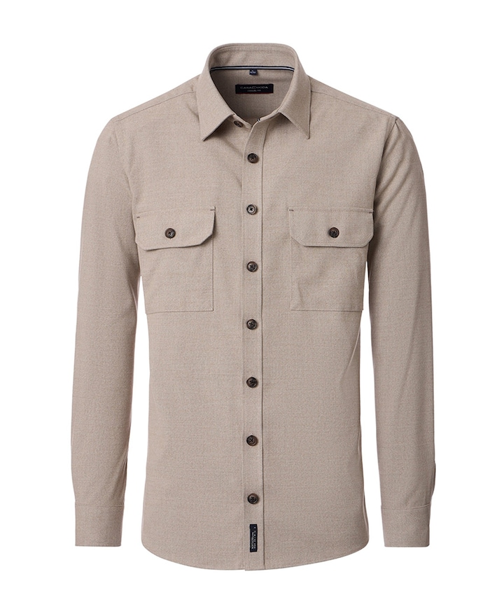 Heren overhemd lange mouw beige