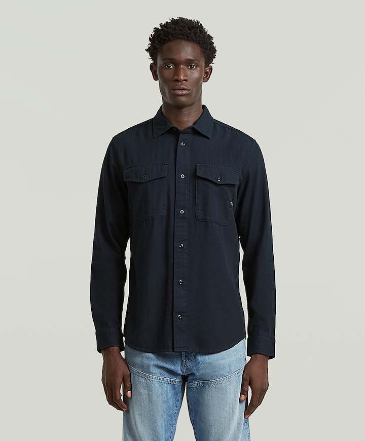 Heren overhemd lange mouw blauw