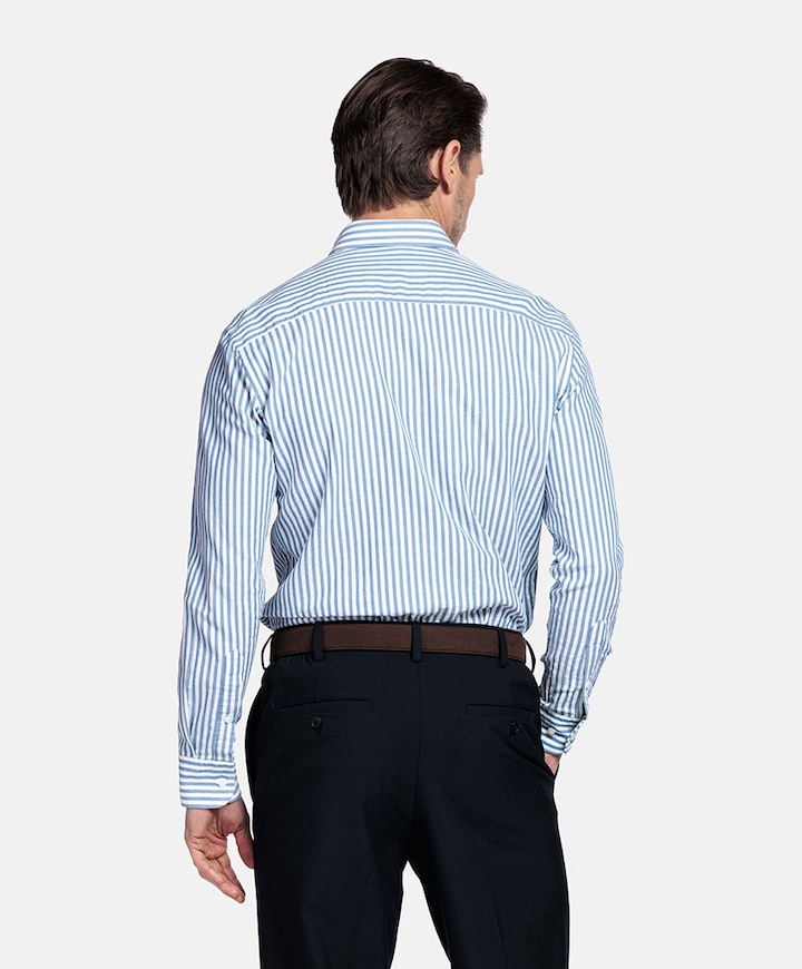 Heren overhemd lange mouw blauw