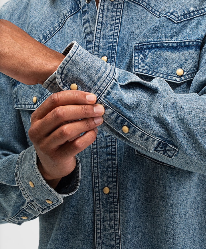 Heren overhemd lange mouw blauw