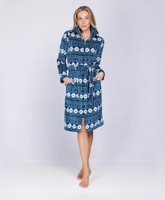 Dames ochtendjas blauw