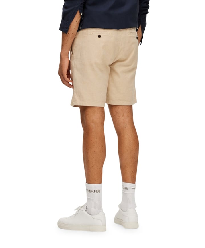 SLHREGULAR-BRODY LINEN SHORTS NOOS heren korte broek beige