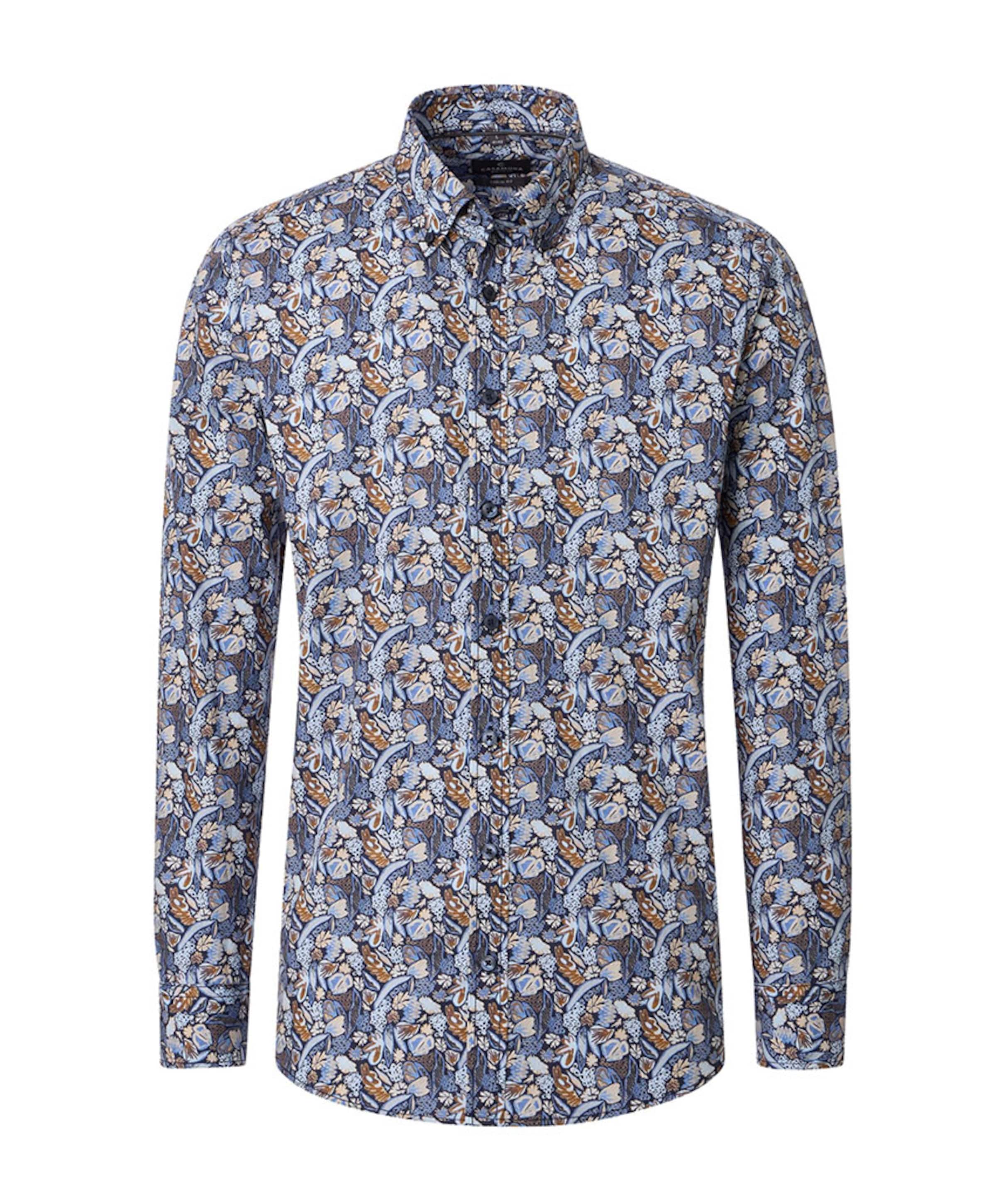 Heren overhemd lange mouw blauw