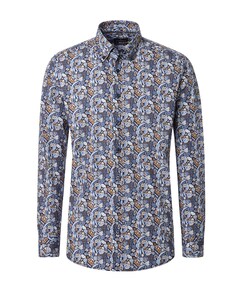 Heren overhemd lange mouw blauw