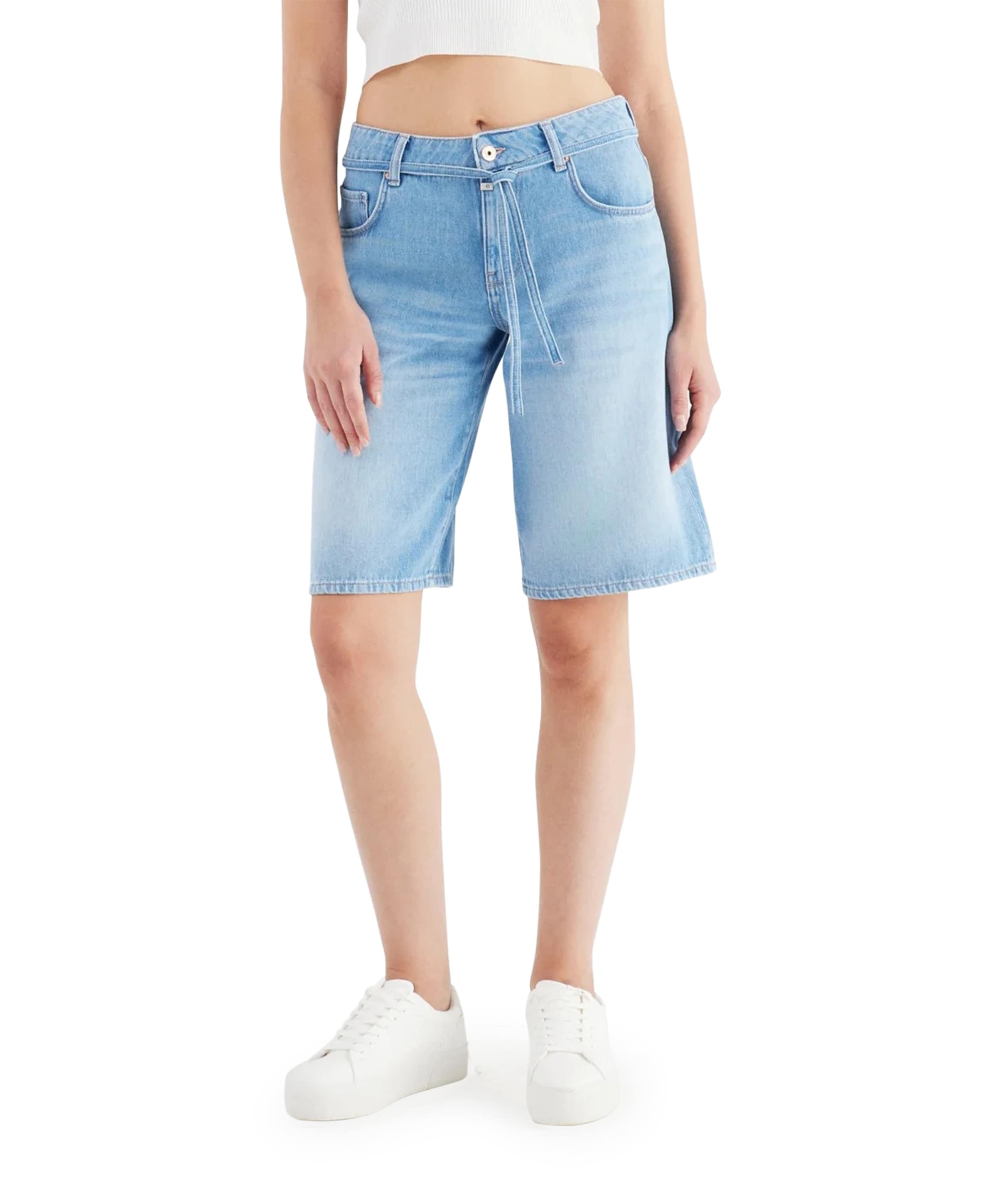 wide straight dames jorts blauw