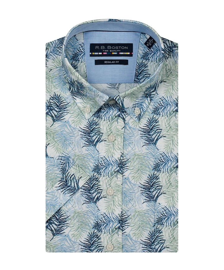 Heren overhemd korte mouw groen