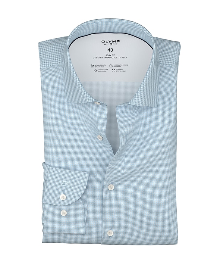 Heren overhemd lange mouw blauw