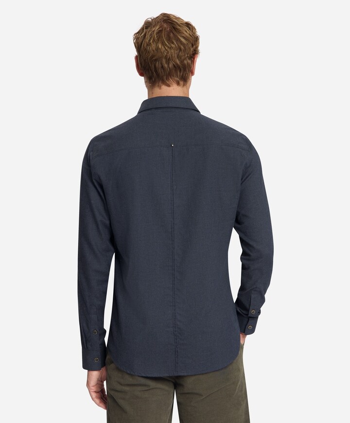 Heren overhemd lange mouw blauw
