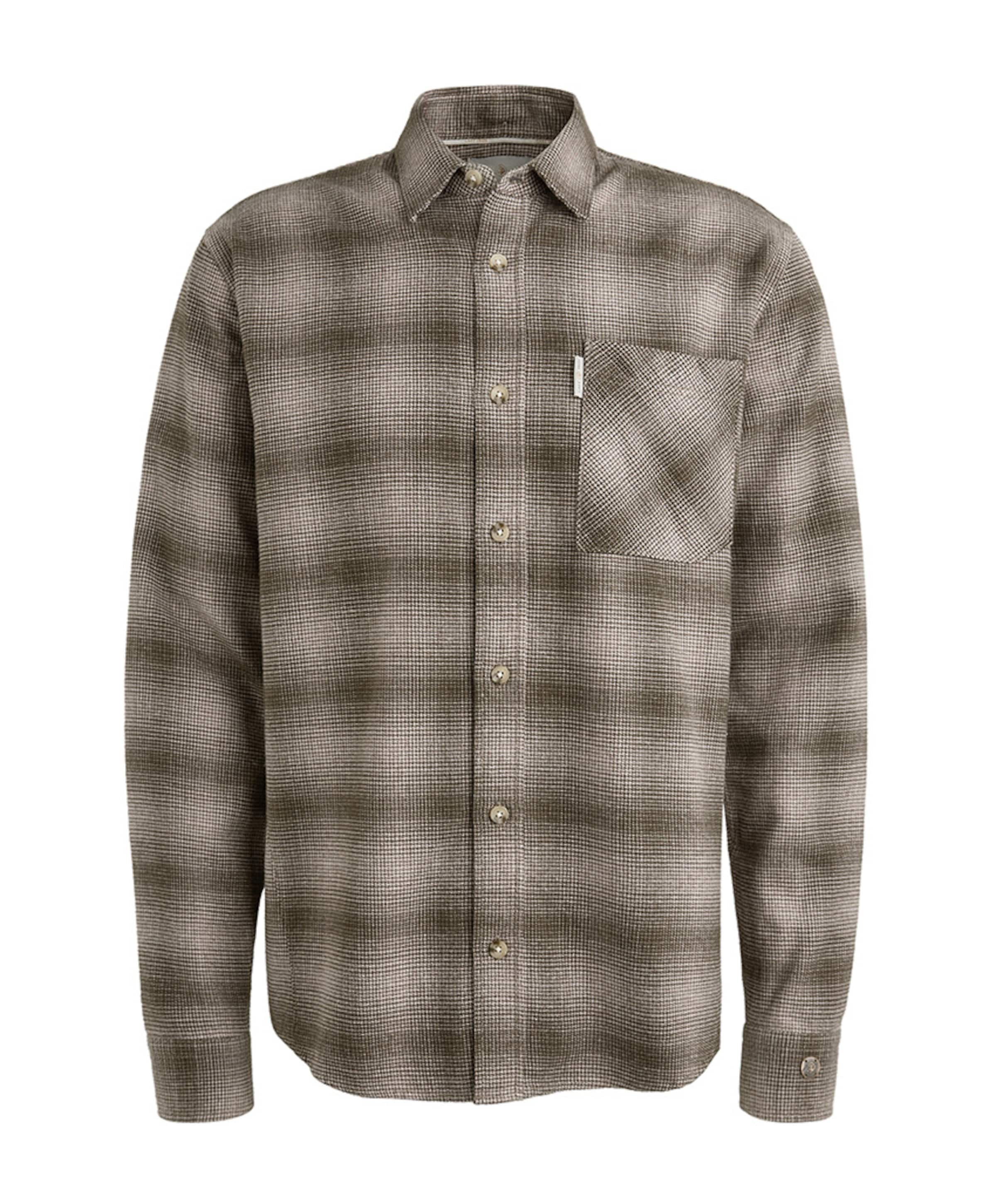 Heren overhemd lange mouw bruin