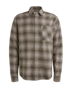 Heren overhemd lange mouw bruin