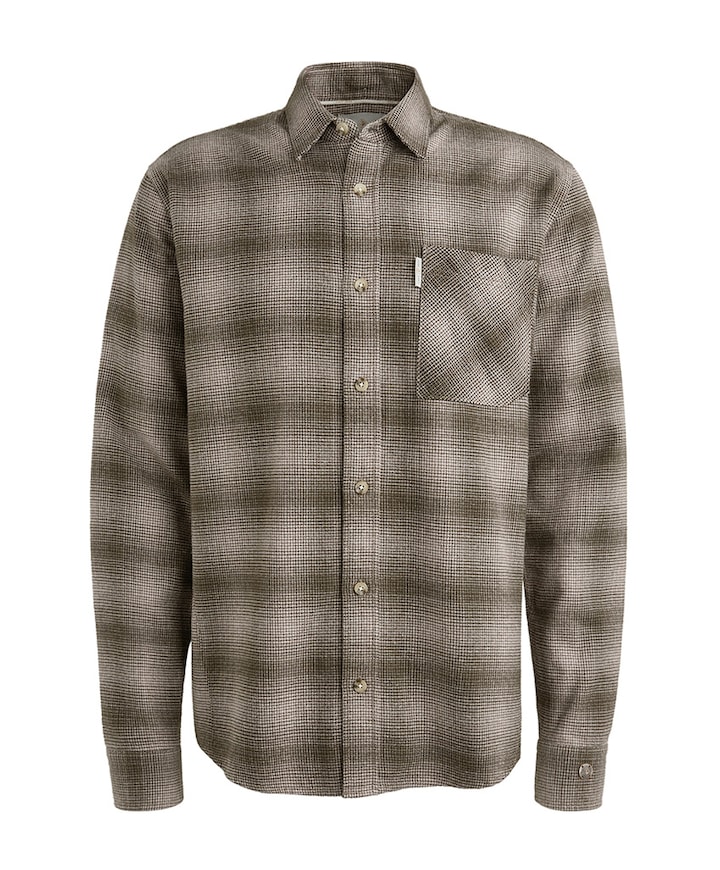 Heren overhemd lange mouw bruin