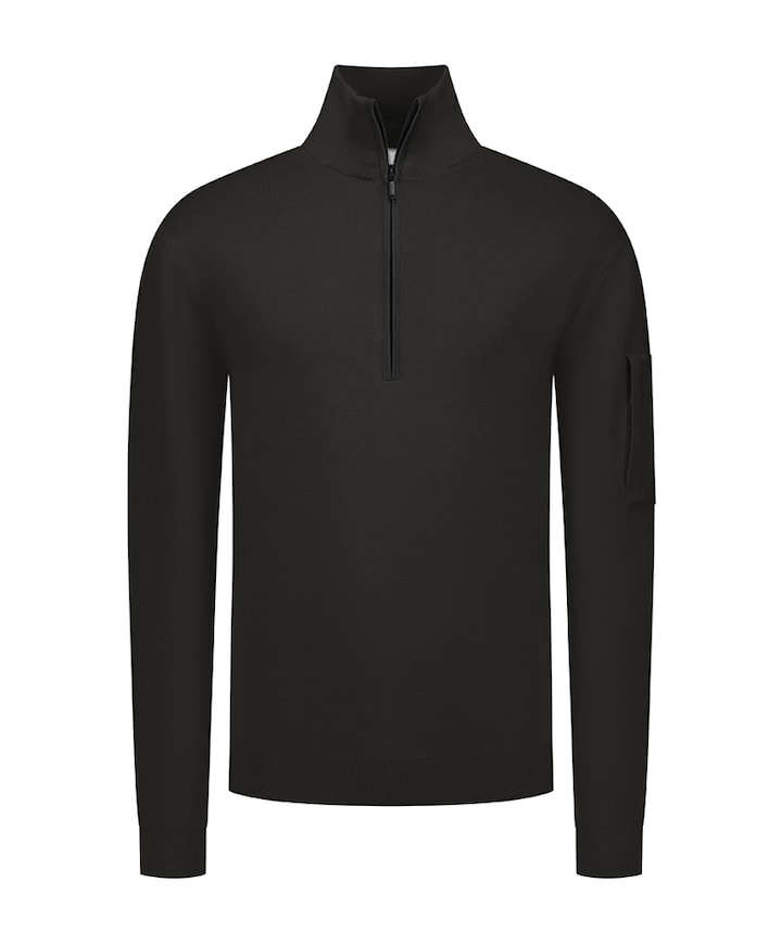 Heren trui met rits bruin