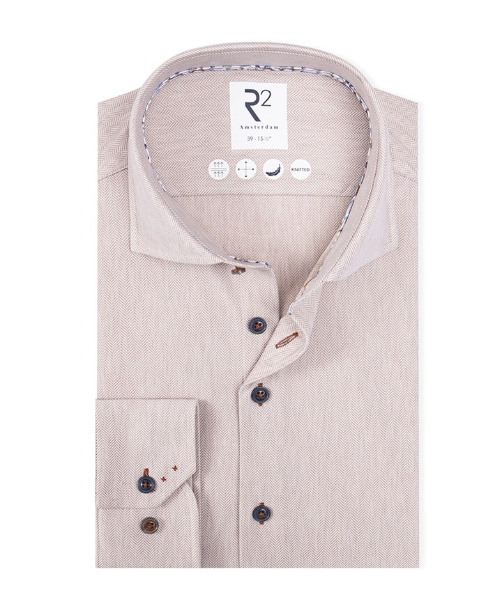 Overhemd extra lange mouw beige