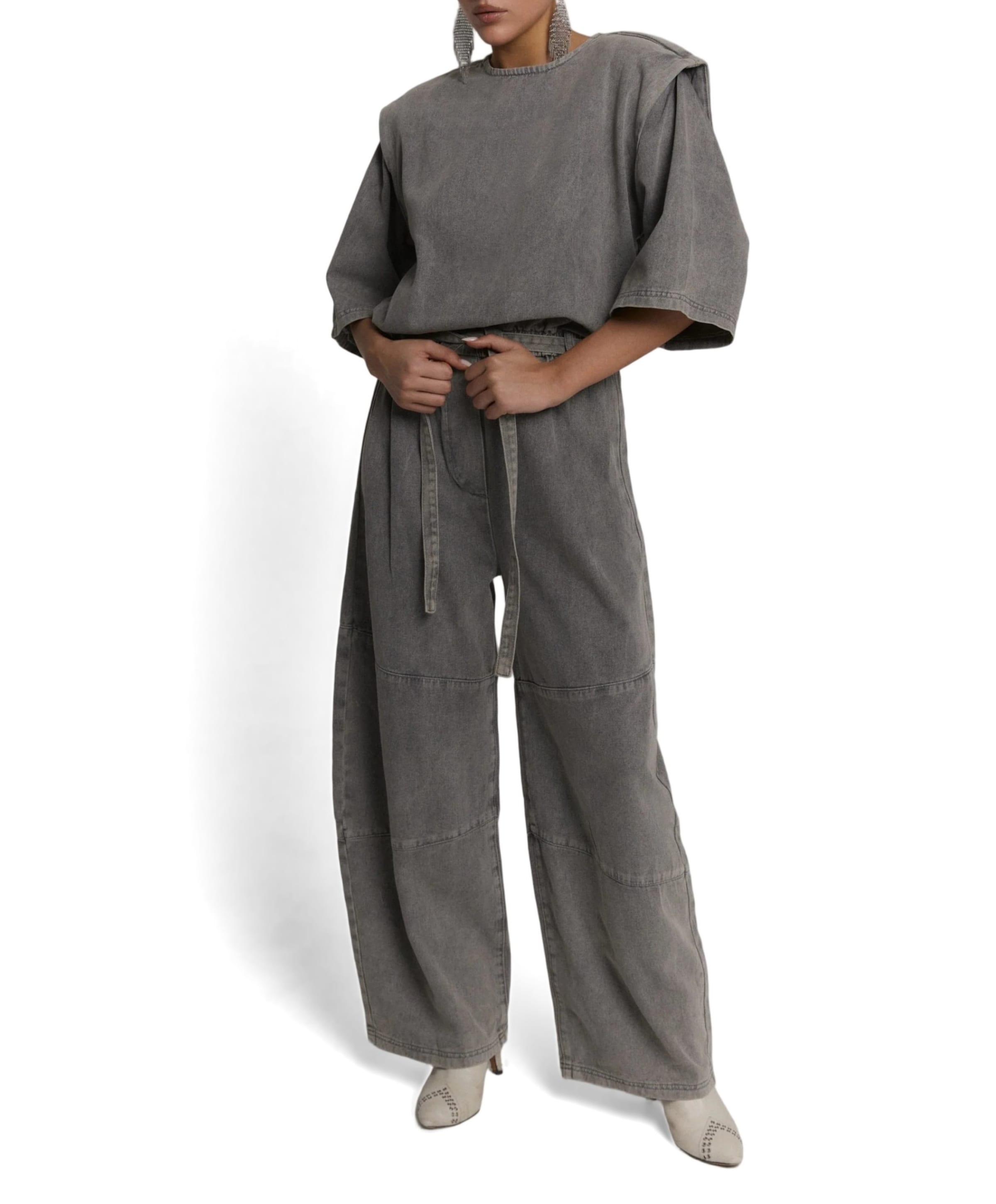 MONA dames jumpsuit grijs