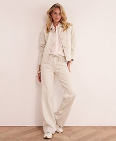 Lurex Wide-Leg Denim dames broek beige