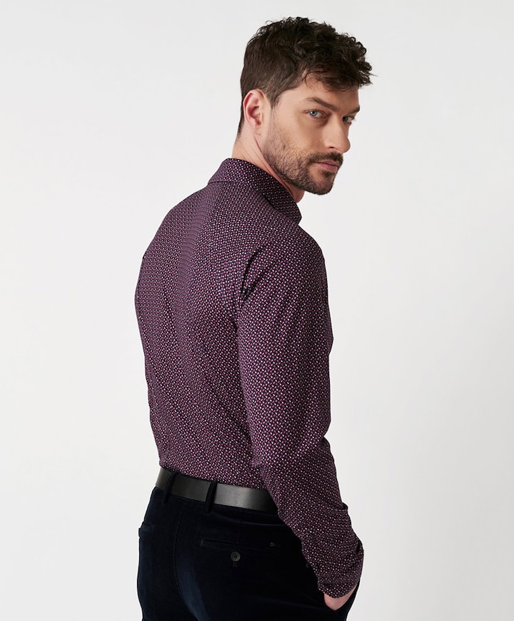 Overhemd lange mouw bordeaux