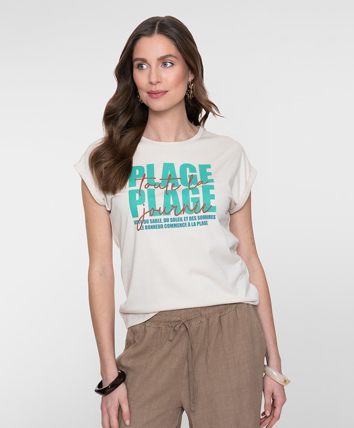 Dames T-shirt beige
