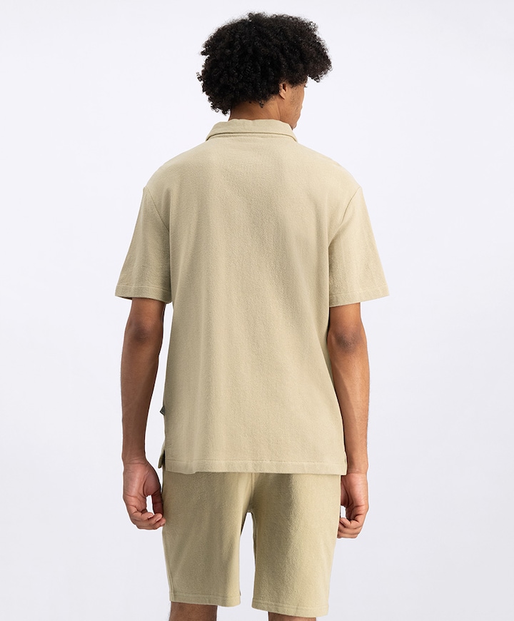 Overhemd korte mouw beige