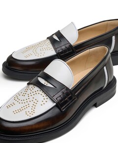 Gowtu Studs dames loafers bruin