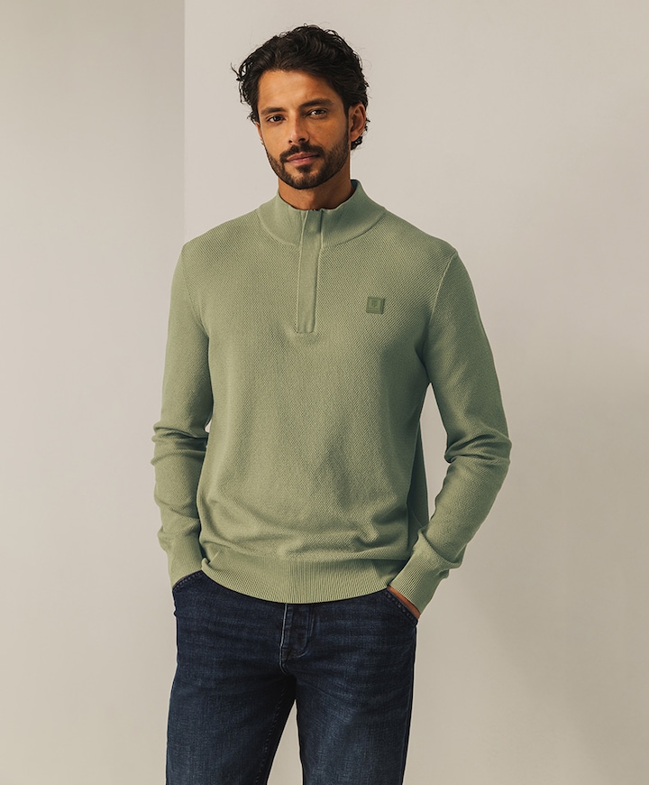 Trui met rits groen