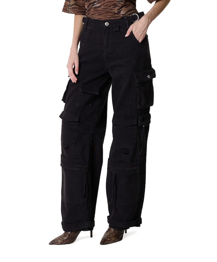 Franca Balloon Cargo dames jeans zwart
