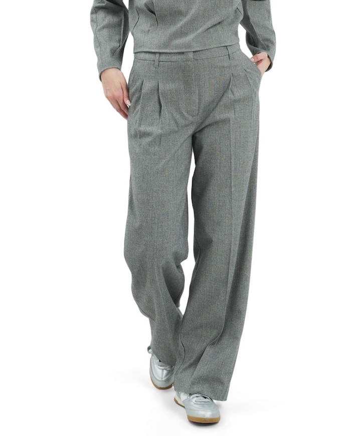 Zachte geweven broek met wijde dames broek grijs