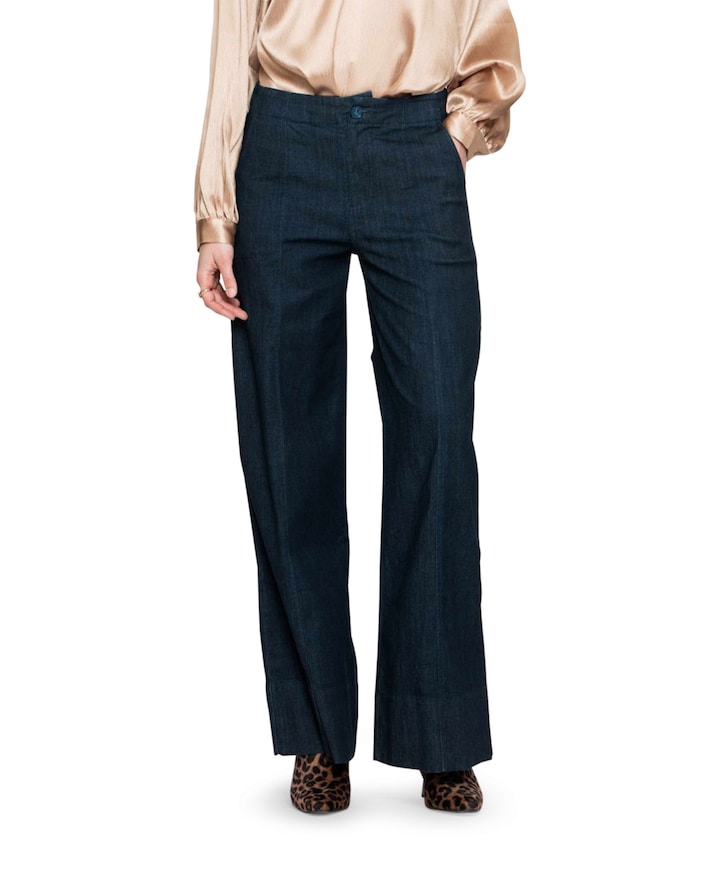 Wide elastic waist jeans blauw
