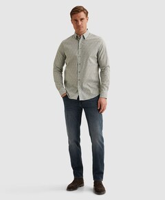 Heren overhemd lange mouw beige