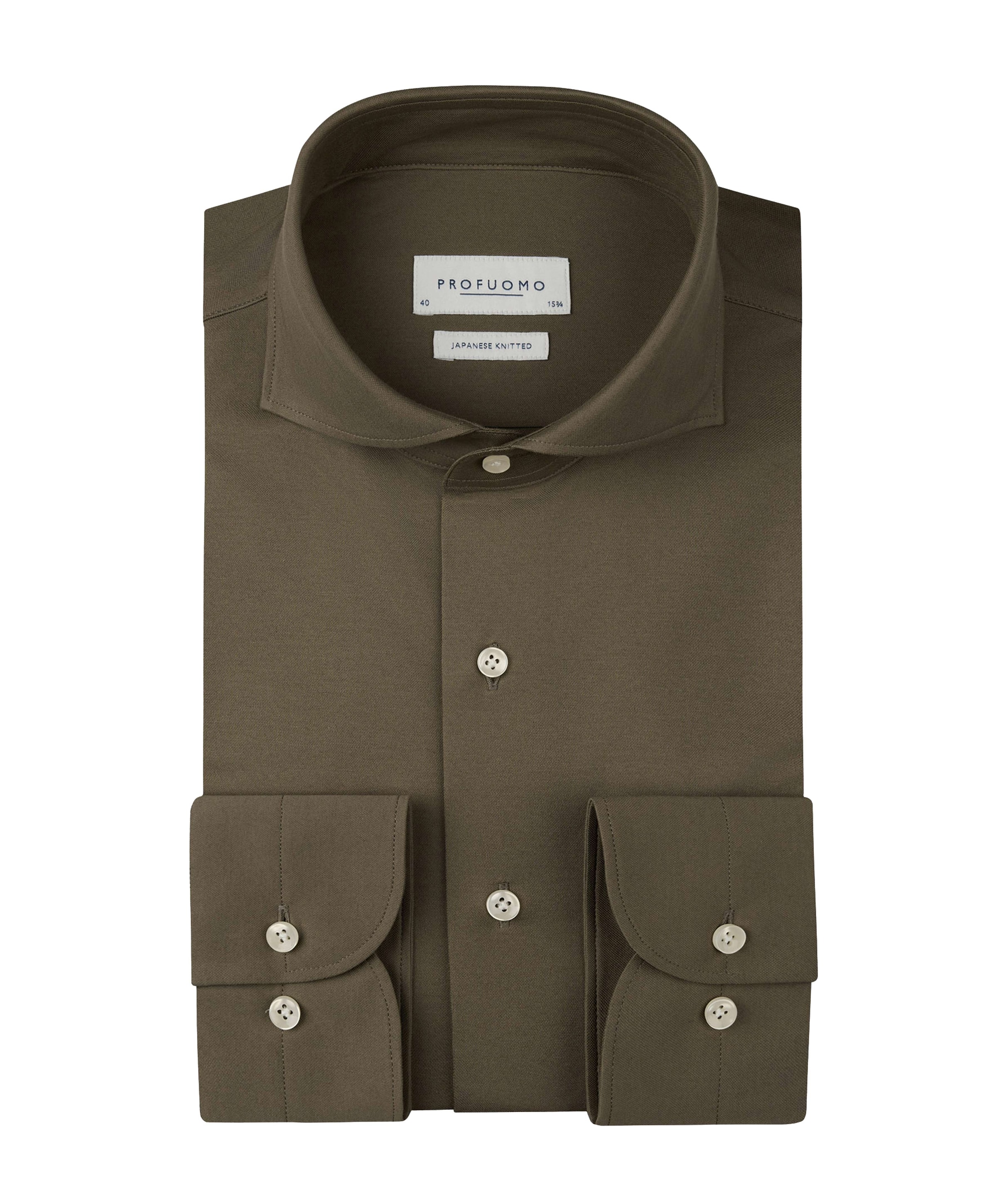 Heren overhemd lange mouw bruin