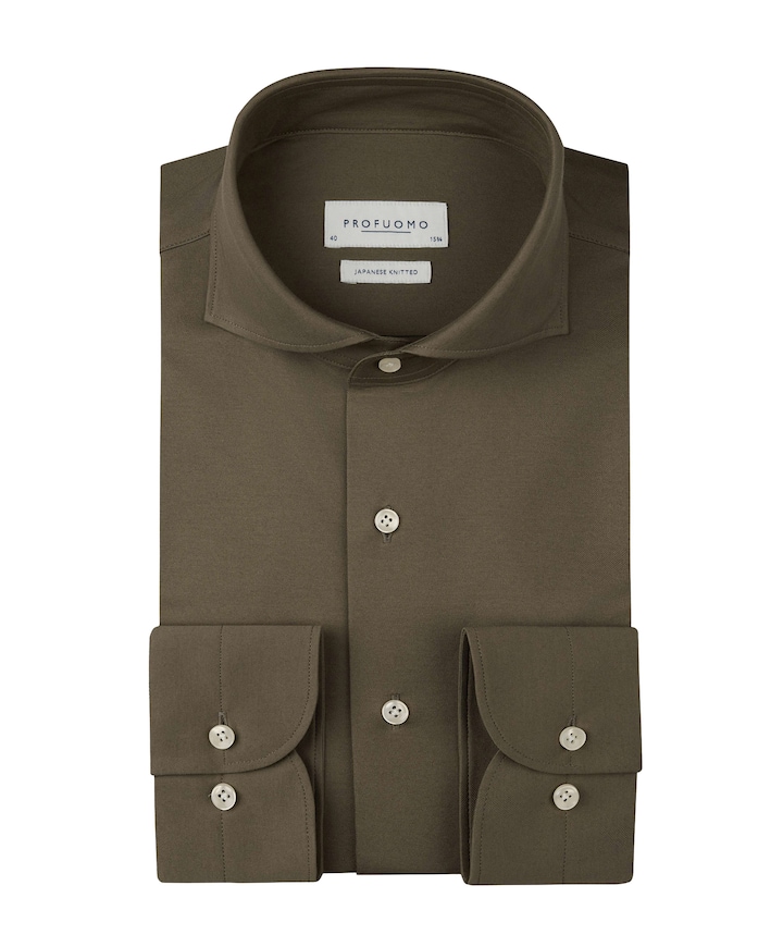 Heren overhemd lange mouw bruin