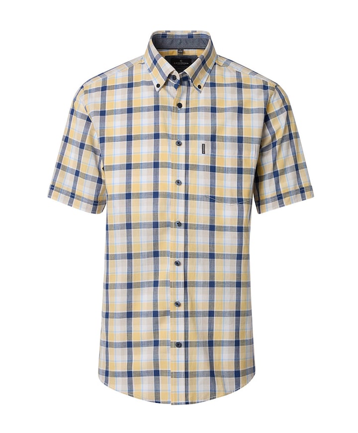 Heren overhemd korte mouw geel