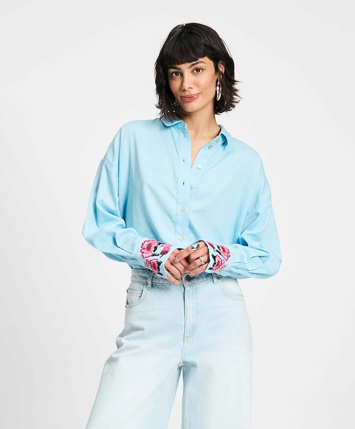 Dames blouse blauw