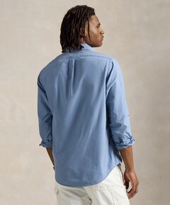 Heren overhemd lange mouw blauw