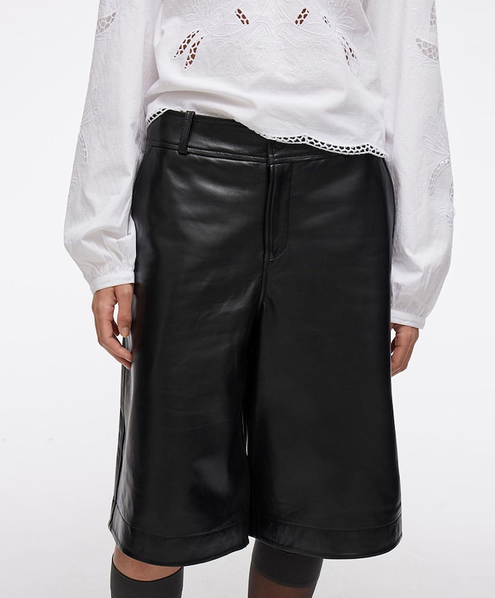 ROUCELIA RW LEATHER COLOTTES bermuda zwart