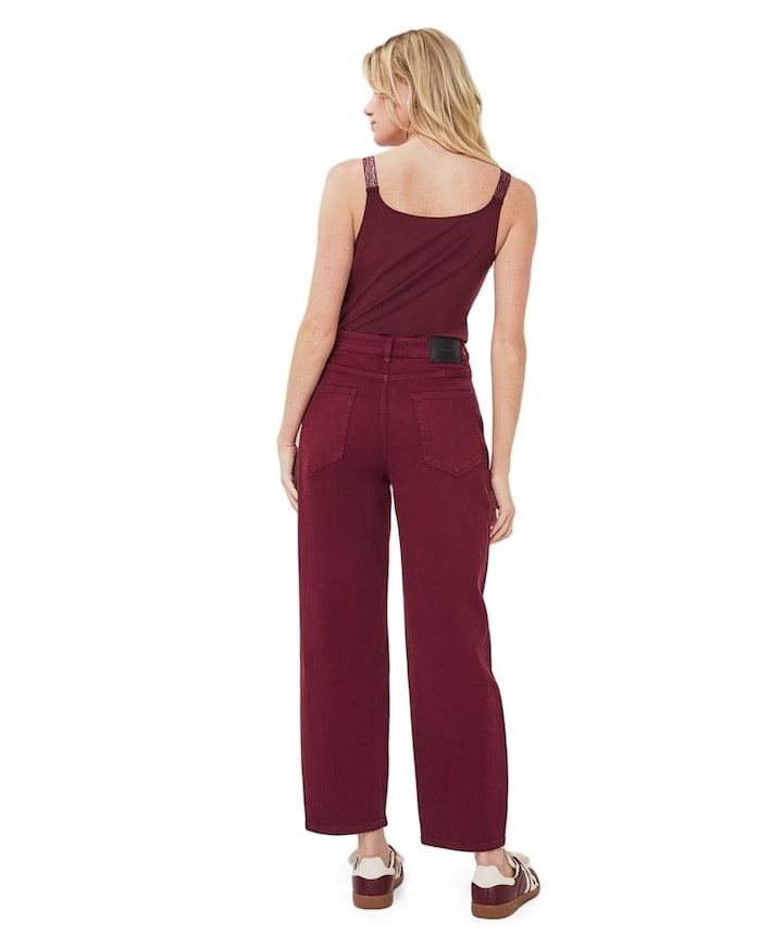 Barrel denim dames jeans bordeaux