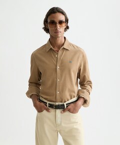 Heren overhemd lange mouw beige